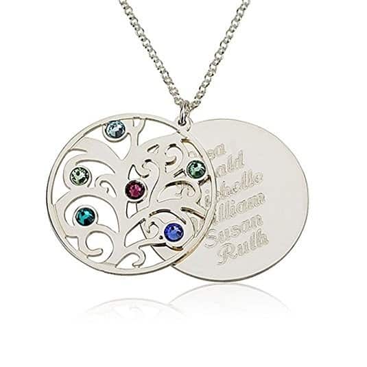 Personalized Family Birthstone Necklace with 6 Birthstones and up to 6 names #giftsformom #mothersdaygifts